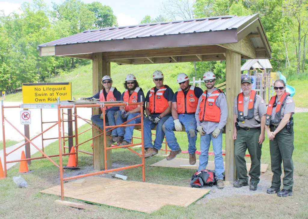 Group of people wearing inflatable life jackets