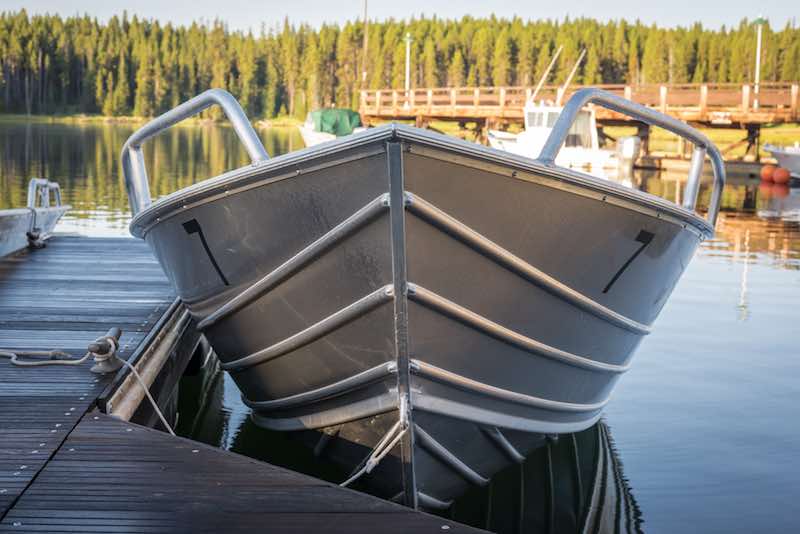 Strong Aluminum Boat by the docks